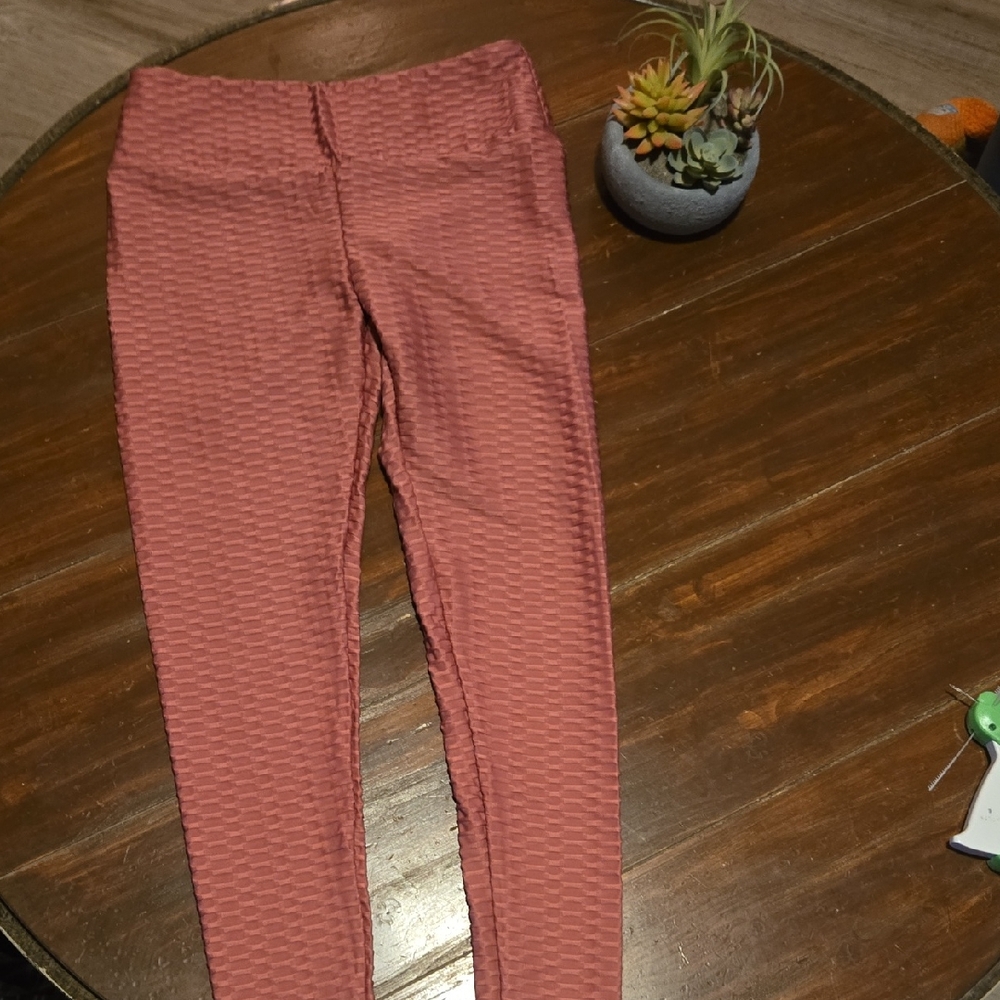 Women's Textured Pink Leggings #834